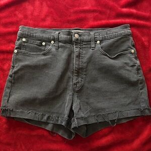 Madewell High-Rise Black Frayed Hem Jean Shorts Size 31